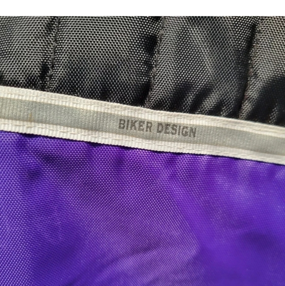 USA BD Biker Design Womens Motorcycle Jacket , Black with purple stripe, Medium, - Picture 3 of 9